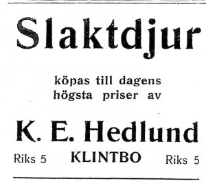 Slaktar Hedlund klintbo annons